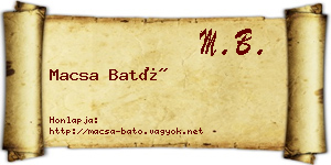 Macsa Bató névjegykártya